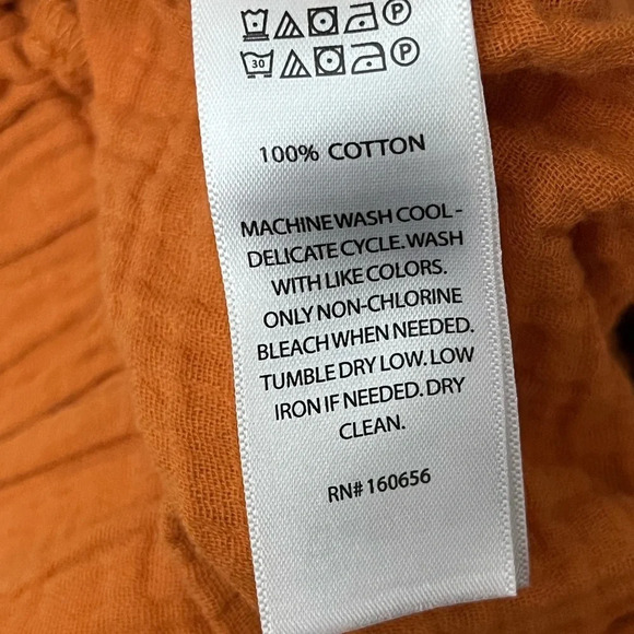 sincerely jules High Rise Gauze Womens Slub Knit Cropped Wide Leg Pant Orange S - Picture 5 of 9